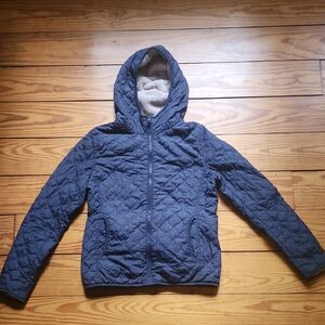 Uniqlo Quilted Hooded Jacket in Dark Gray/Blue